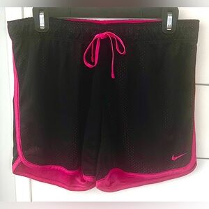 Nike Women’s Black Athletic Shorts with Hot Pink Trim